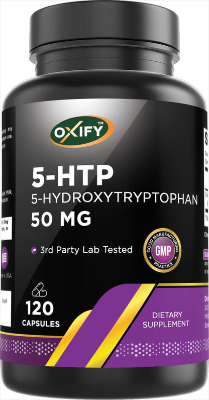 Oxify 5-HTP 50 mg | 120 Capsules | Gluten-Free & Non-GMO | Made in USA