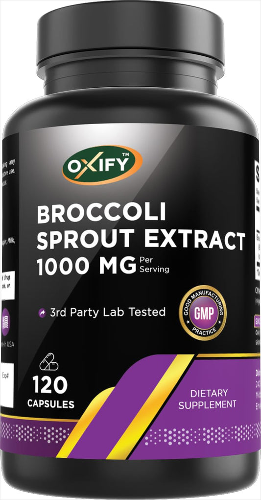 Oxify Estratto di Broccoli Germogli Biologici 1000 mg – 120 Capsule | Senza glutine, Non-OGM | Prodotto negli USA