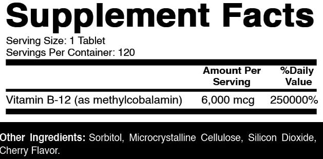 Oxify Vitamin B-12 6000 mcg (Methylcobalamin) - 120 Tablets - Gluten-Free, Non-GMO - Made in USA