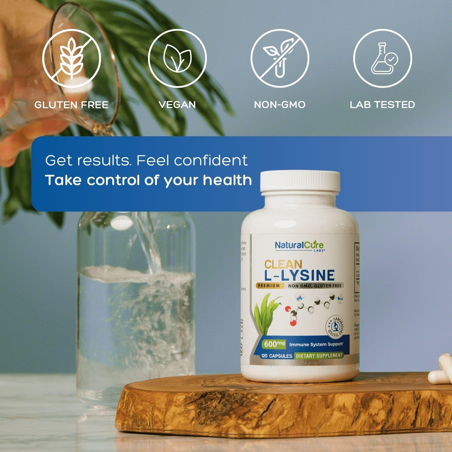 Palmara Health Clean L-Lysine 600mg, 120 Capsules | Vegan, Non-GMO, Gluten Free