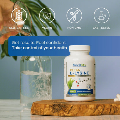 Palmara Health Clean L-Lysine 600mg, 120 Capsules | Vegan, Non-GMO, Gluten Free