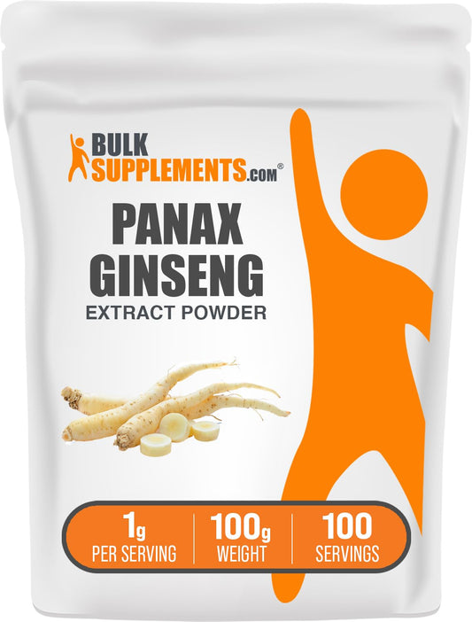 مسحوق مستخلص جذور الجنسنغ باناكس - 100 جم (1 جم/الحصة) | نباتي وخالٍ من الجلوتين | BulkSupplements