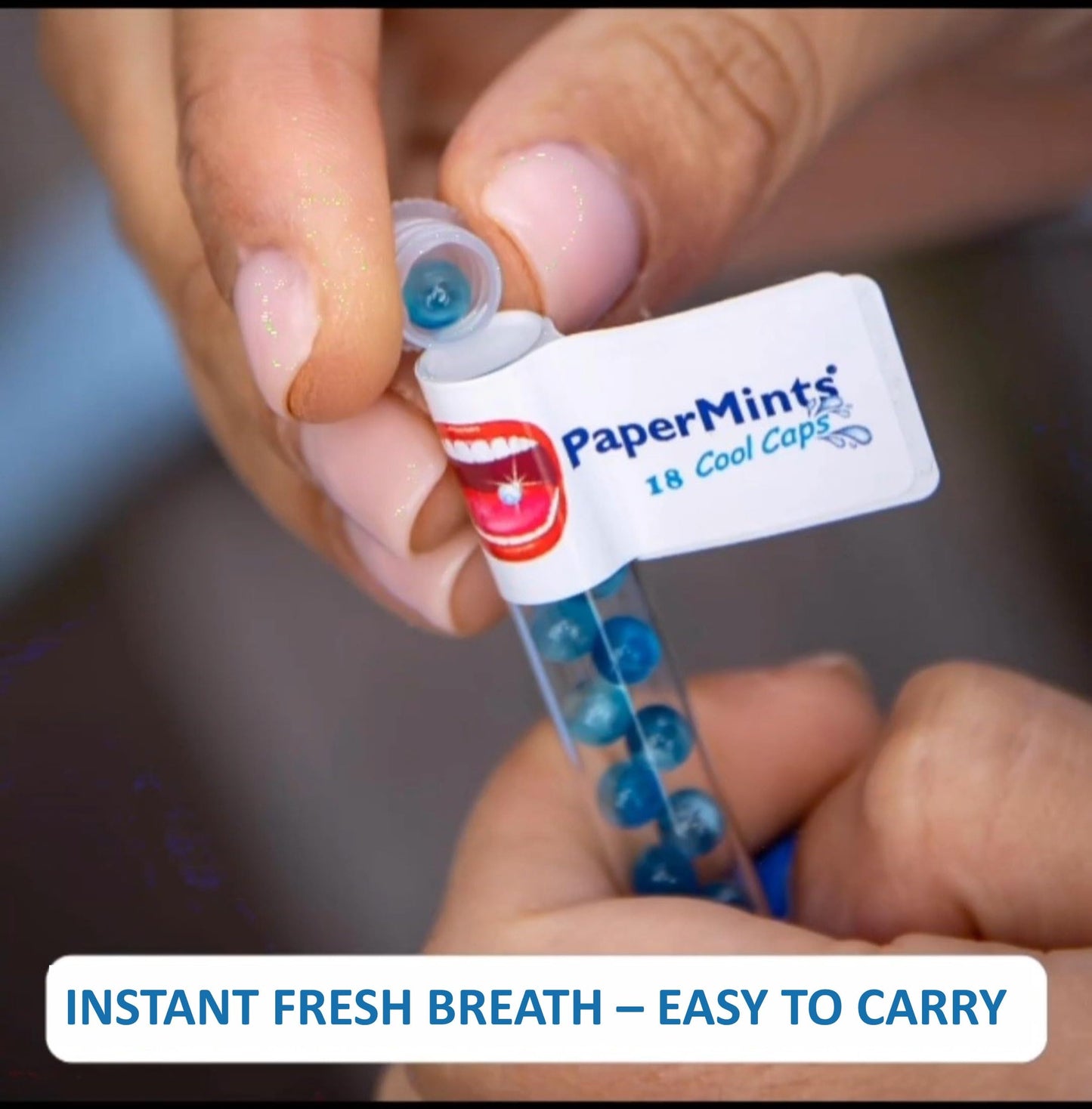 PaperMints CoolCaps Instant Fresh Breath Mints - Sugar-Free, 10 Tubes (18 capsules each) Keto-Friendly Peppermint