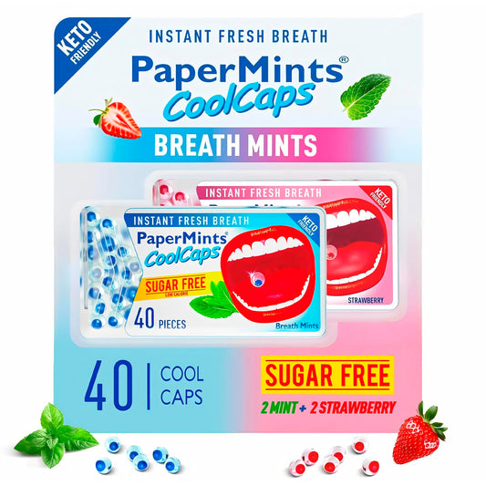 Papermints CoolCaps - كبسولات فورية منعشة للفم خالية من السكر 4 عبوات (160 كبسولة)