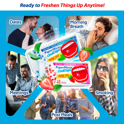 Papermints CoolCaps - Instant Fresh Breath Mints Sugar-Free 4-Pack (160 capsules)