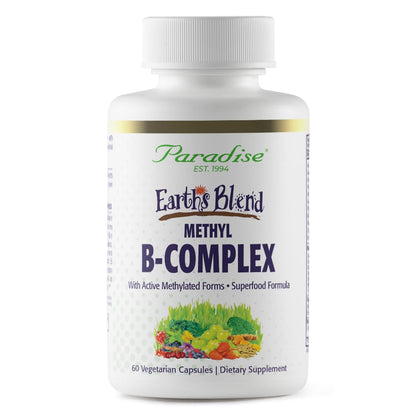 Paradise Herbs Earth's Blend B-Complex — Methylated B Vitamins + Superfoods, 60 Capsules