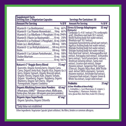 Paradise Herbs Earth's Blend B-Complex — Methylated B Vitamins + Superfoods, 60 Capsules