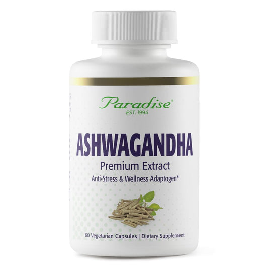 Paradise Herbs Organic Ashwagandha – Ayurvedic Adaptogen, Vegan, Gluten Free (60 Veg Capsules)