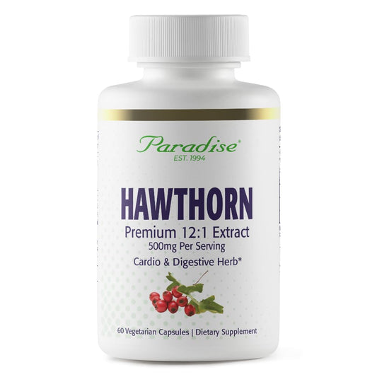Paradise Herbs Hawthorn Berry – Active Whole Spectrum Extract, 60 Vegetarian Capsules | Vegan, Non-GMO, Gluten Free