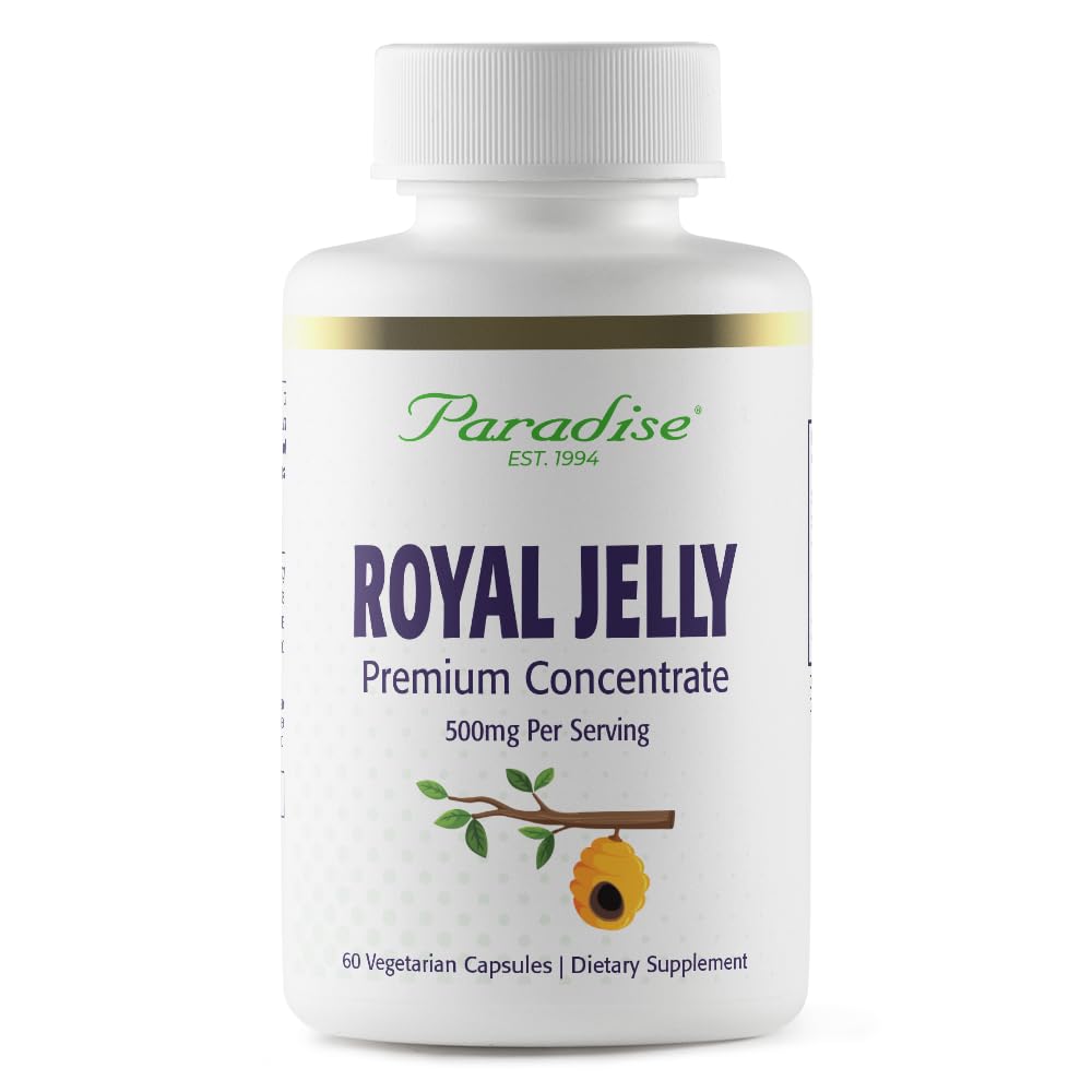 Paradise Herbs Royal Jelly Golden Emperor – Ultra Pure, Vegan, Gluten Free, Non-GMO | 60 Count Vegetarian Capsules