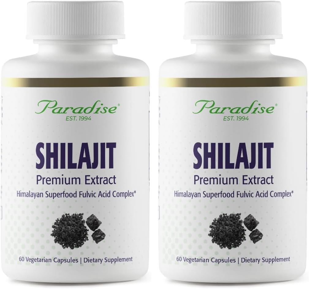 Paradise Herbs Shilajit Extract – 60 Veg Capsules (Pack of 2) | Vegan, Non-GMO, Gluten Free
