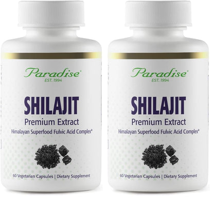 Paradise Herbs Shilajit Extract – 60 Veg Capsules (Pack of 2) | Vegan, Non-GMO, Gluten Free