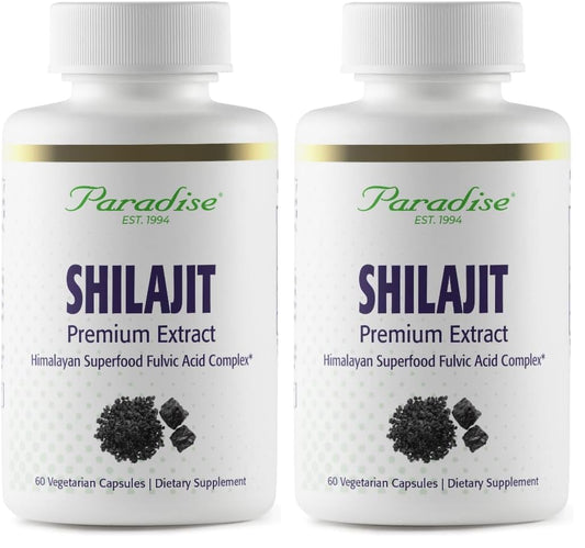 Paradise Herbs Shilajit Extract – 60 Veg Capsules (Pack of 2) | Vegan, Non-GMO, Gluten Free