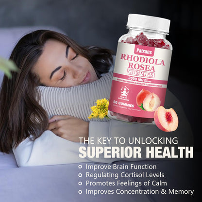 1 Pack 2000MG Rhodiola Rosea Gummies – Endurance, Mood & Stress Support | Patxans