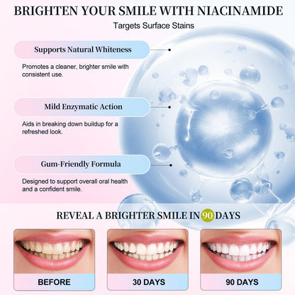 Niacinamide Whitening Toothpaste 2 Pack – Enamel Safe, Fresh Mint & Peach