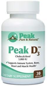 Peak D3 5000 وحدة دولية فيتامين د3 – دعم المناعة وصحة القلب والطاقة | 30 كبسولة