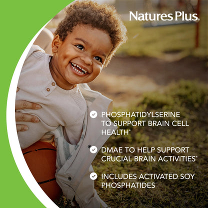 NaturesPlus Pedi-Active LECI-PS DMAE Complex – 120 Chewable Tablets (Mixed Berry) – Brain Health & Focus for Kids