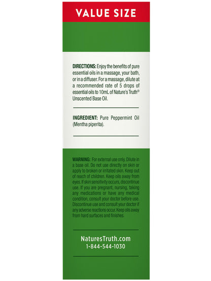 Nature's Truth Peppermint Essential Oil Pure – 2 fl oz | Diffuser & Aromatherapy