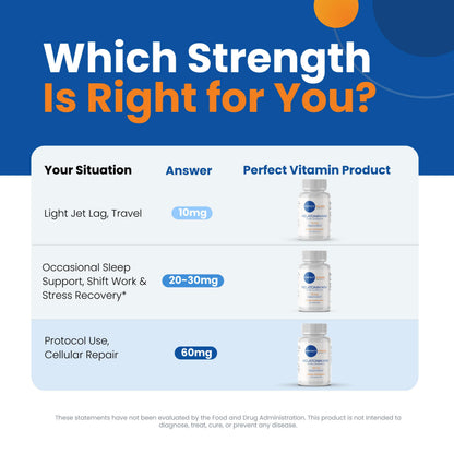 Perfect Vitamin Products Melatonin MAX 60mg - Vegan, Non-GMO, Gluten-Free (3-Pack)