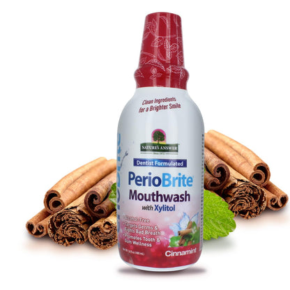 Nature's Answer PerioBrite Cinamint Mouthwash – Fluoride-Free, Alcohol-Free, 16oz