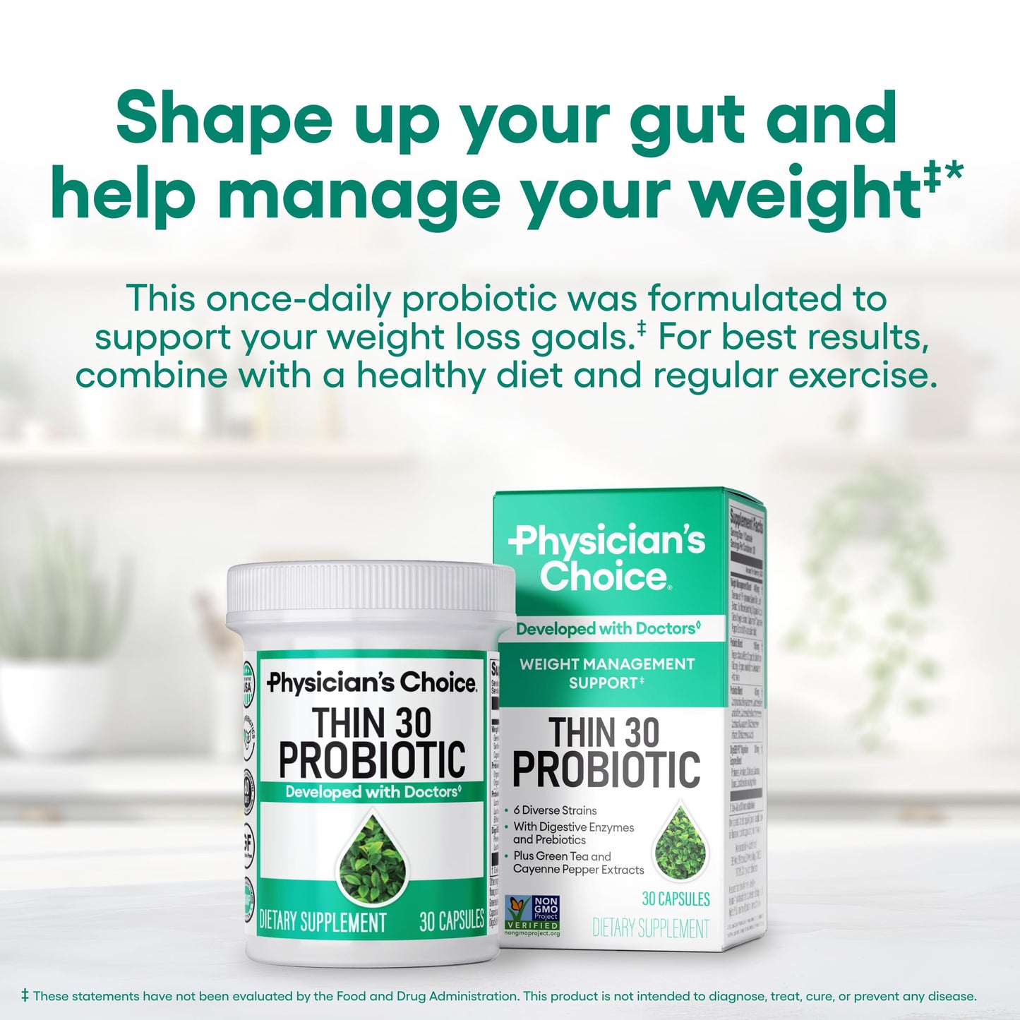 Physician's CHOICE Probiotics – Weight Management & Bloating (6 Strains) – 60 CT