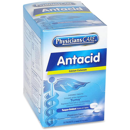 PhysiciansCare Antacid Heartburn Medication — 50 Doses (Two Tablets, 420 mg)