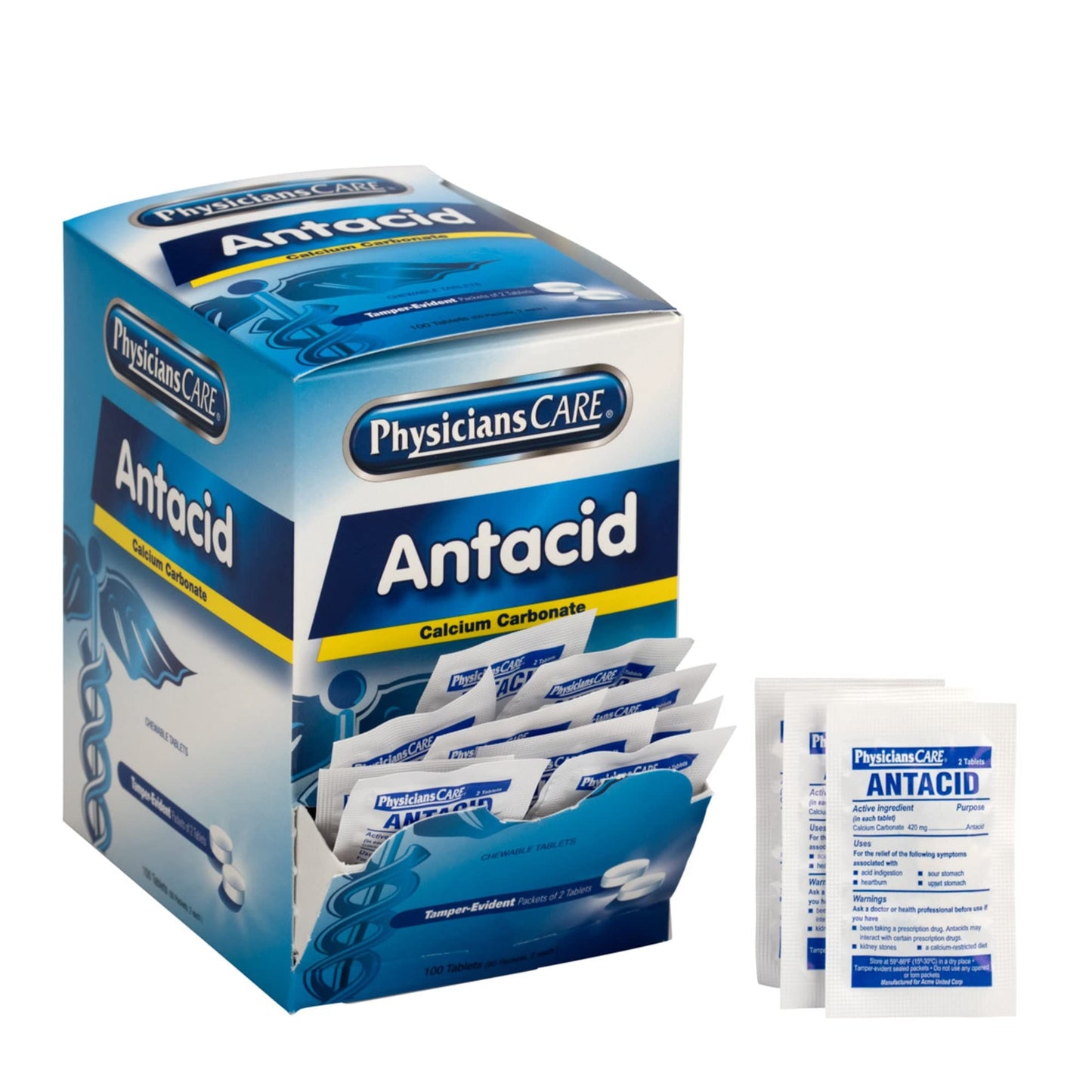 PhysiciansCare Antacid Heartburn Medication — 50 Doses (Two Tablets, 420 mg)