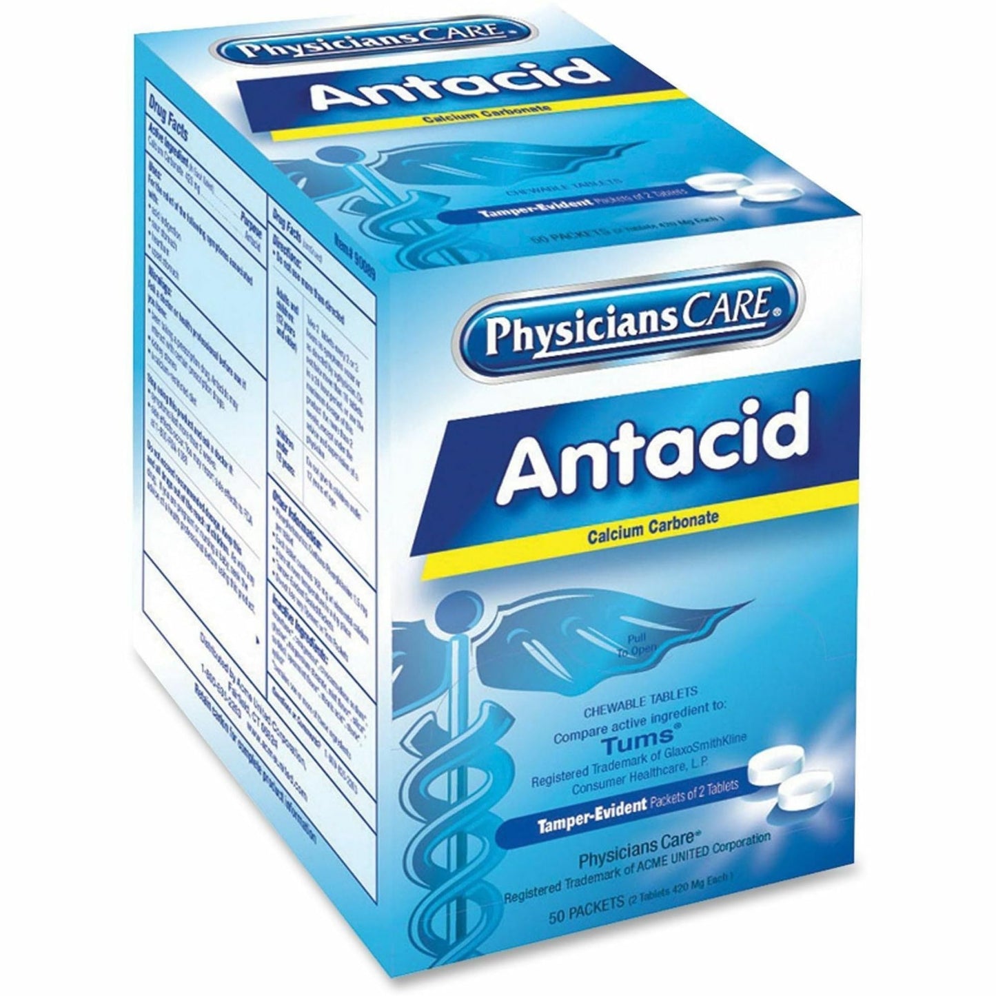 PhysiciansCare Antacid Heartburn Medication — 50 Doses (Two Tablets, 420 mg)