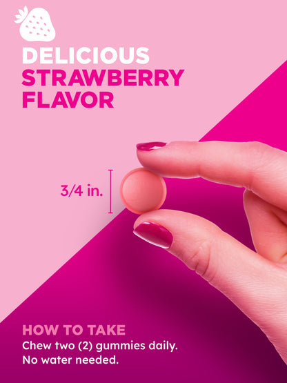 PINK Hair Skin Nails Gummies - 60 Count | Biotin + Collagen | Gluten Free & Non-GMO | Strawberry Flavor
