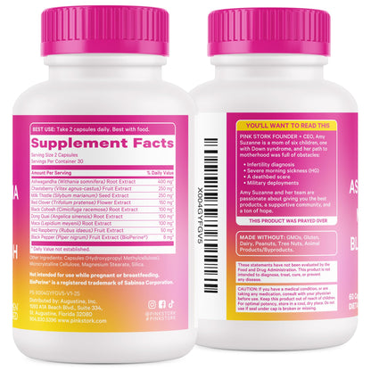 Pink Stork Ashwagandha, Maca Root & Black Cohosh — Perimenopause Hormone Balance Supplement for Women | 60 Capsules