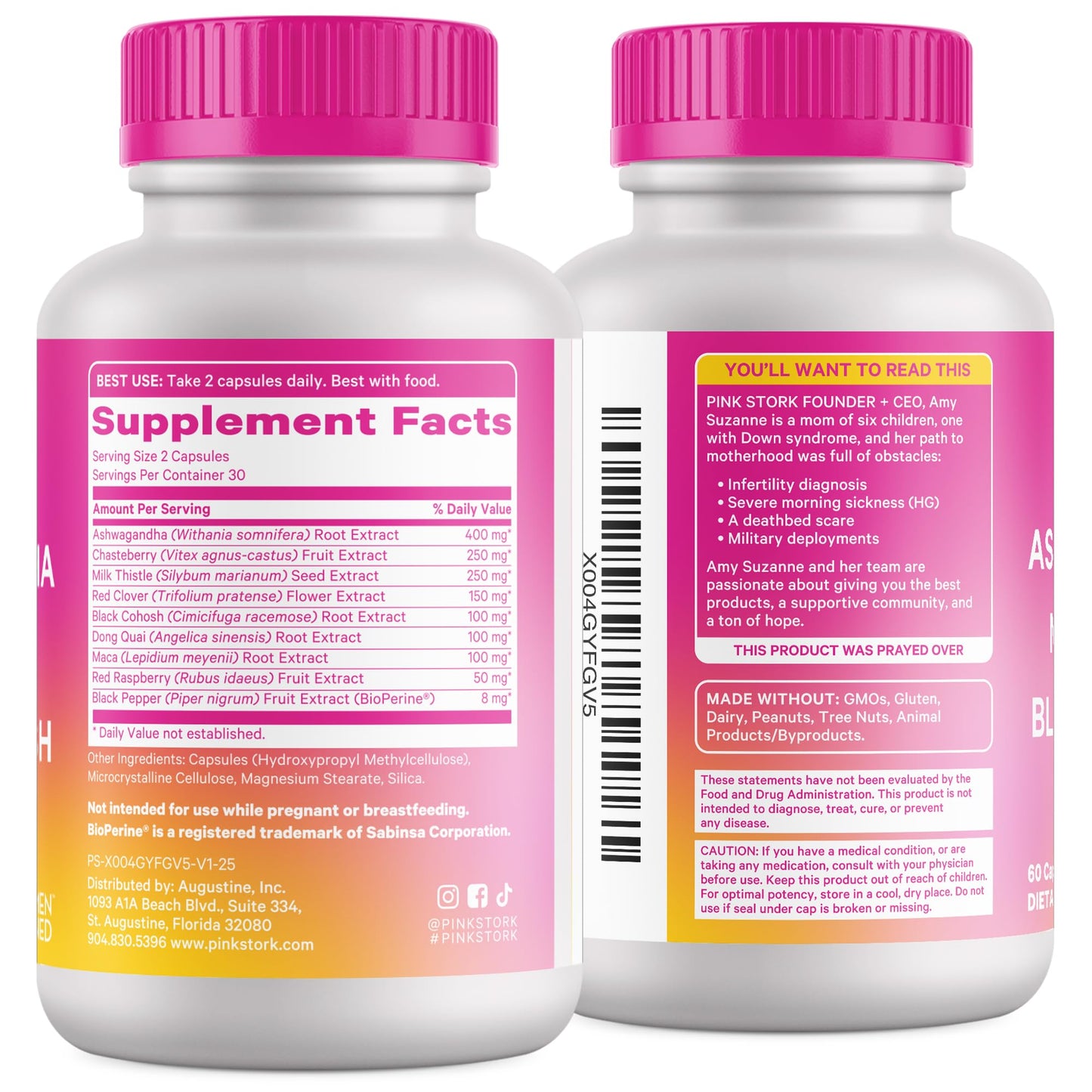 Pink Stork Ashwagandha, Maca Root & Black Cohosh — Perimenopause Hormone Balance Supplement for Women | 60 Capsules