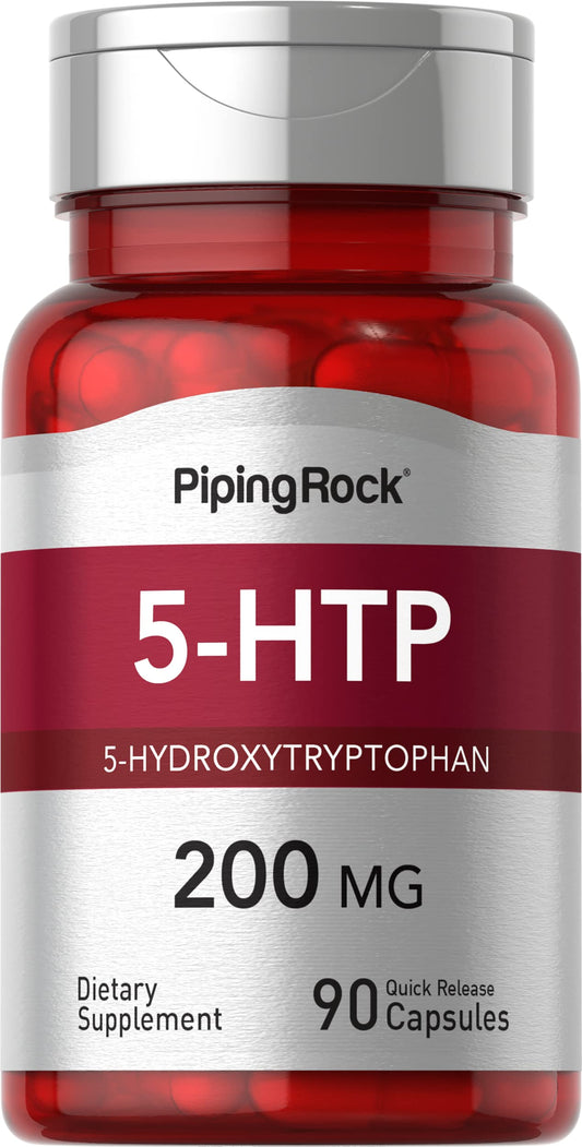 مكمل باي بينغ روك 5-HTP | 200 ملغ | 90 كبسولة | 5-هيدروكسيتريبتوفان | مستخلص جريفونيا سيمبليسيفوليا | غير معدل وراثيًا، خالٍ من الجلوتين