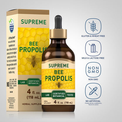 Piping Rock Bee Propolis Extract Tincture – 4 Fl Oz | Non-GMO, Gluten Free