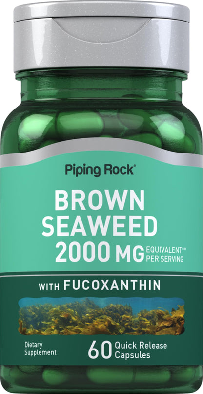 Piping Rock Brown Seaweed Capsules 2000mg – 60 Count | Fucoxanthin Extract | Non-GMO & Gluten Free