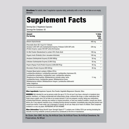 Piping Rock Digestive Enzymes with Probiotics & Prebiotics - 100 Capsules