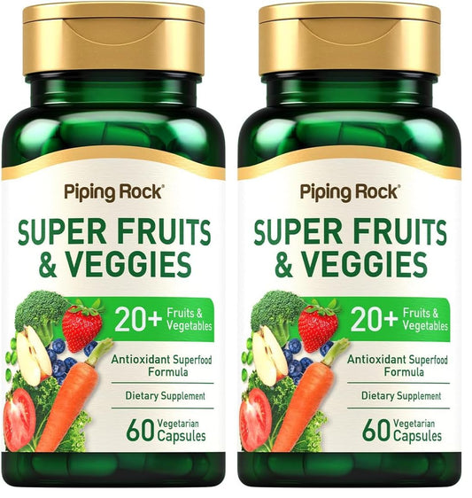 Piping Rock Frutta e Verdura – 60 Capsule | Confezione da 2 | Senza OGM, Senza Glutine