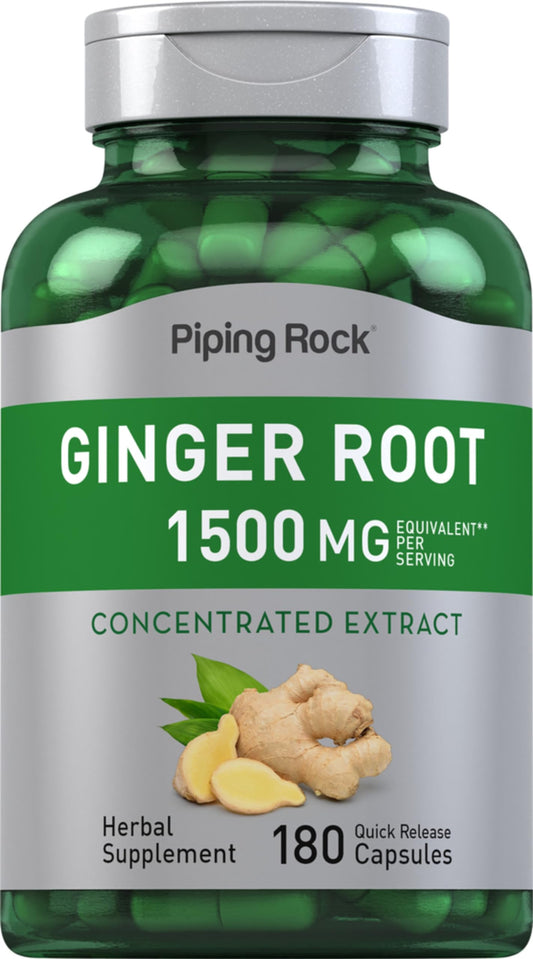 Piping Rock Radice di Zenzero in capsule – 1500 mg, 180 unità | Non-GMO, Senza Glutine