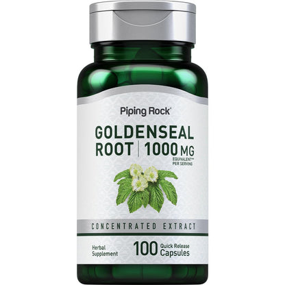 Piping Rock Goldenseal Root Capsules – 1000mg, 100 Pills | Herbal Supplement