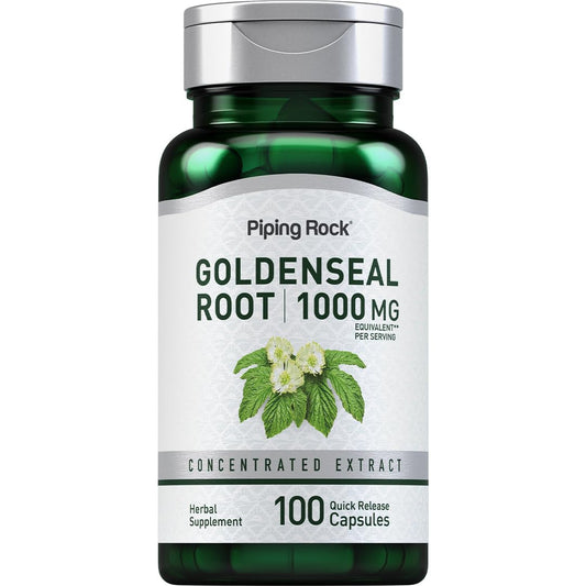 Piping Rock Goldenseal Root Capsules – 1000mg, 100 Pillole | Integratore alle Erbe