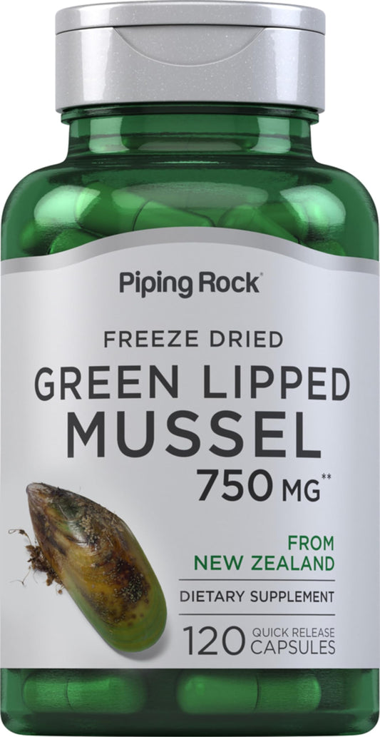 Piping Rock Cozze dalle labbra verdi 750mg – 120 capsule | NZ liofilizzate, senza OGM, senza glutine