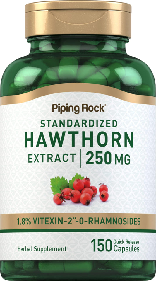 Piping Rock Capsule di Biancospino – 250 mg, 150 pillole | Non-OGM, Senza Glutine | Estratto di Erbe