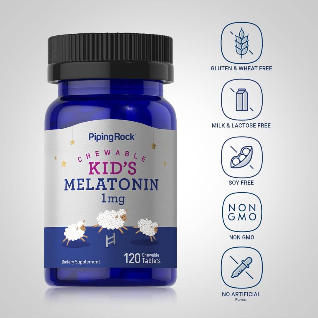 Piping Rock Kids Melatonin 1mg | 120 Chewables | Pack of 2