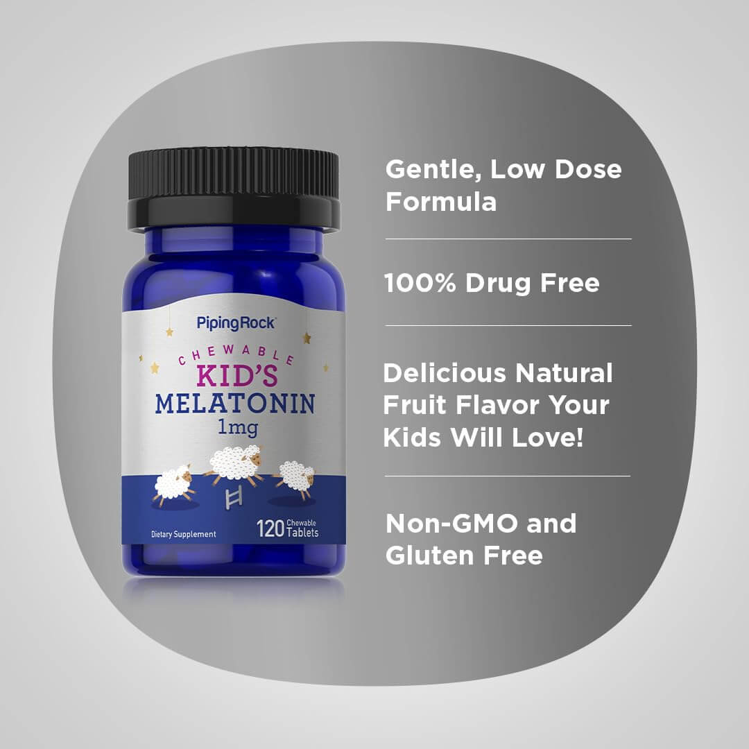Piping Rock Kids Melatonin 1mg | 120 Chewables | Pack of 2