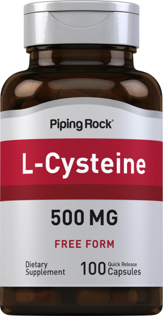 Piping Rock L-Cisteina 500 mg – 100 Capsule | Forma libera, senza OGM e senza glutine