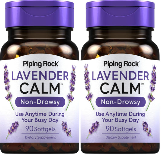 Piping Rock Lavanda Calmante in Pillole 80mg – 90 Softgels (Confezione da 2) – Senza OGM, Senza Glutine