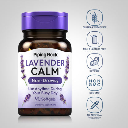 Piping Rock Lavender Calm Pills 80mg – 90 Softgels (Pack of 2) – Non-GMO, Gluten Free