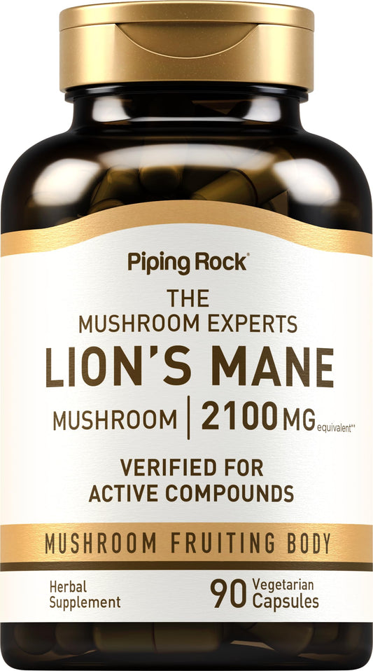 Piping Rock Criniera di Leone 2100mg Capsule | 90 Capsule | Vegano, Senza OGM, Senza Glutine