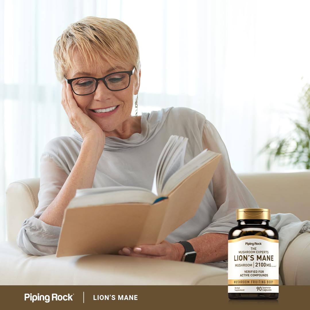 Piping Rock Lions Mane 2100mg Capsules | 90 Count | Vegan, Non-GMO, Gluten Free