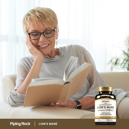 Piping Rock Lions Mane 2100mg Capsules | 90 Count | Vegan, Non-GMO, Gluten Free