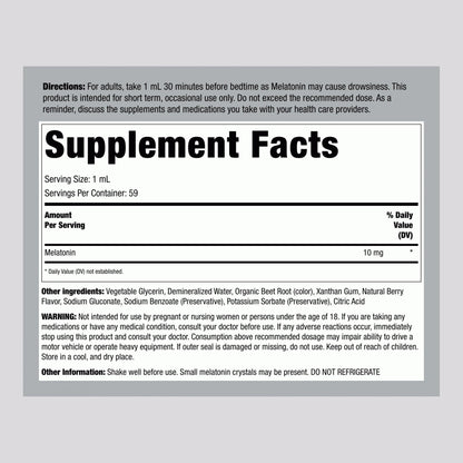 Piping Rock Liquid Melatonin 10mg – Berry Flavor Drops, 2oz | Non-GMO, Gluten Free